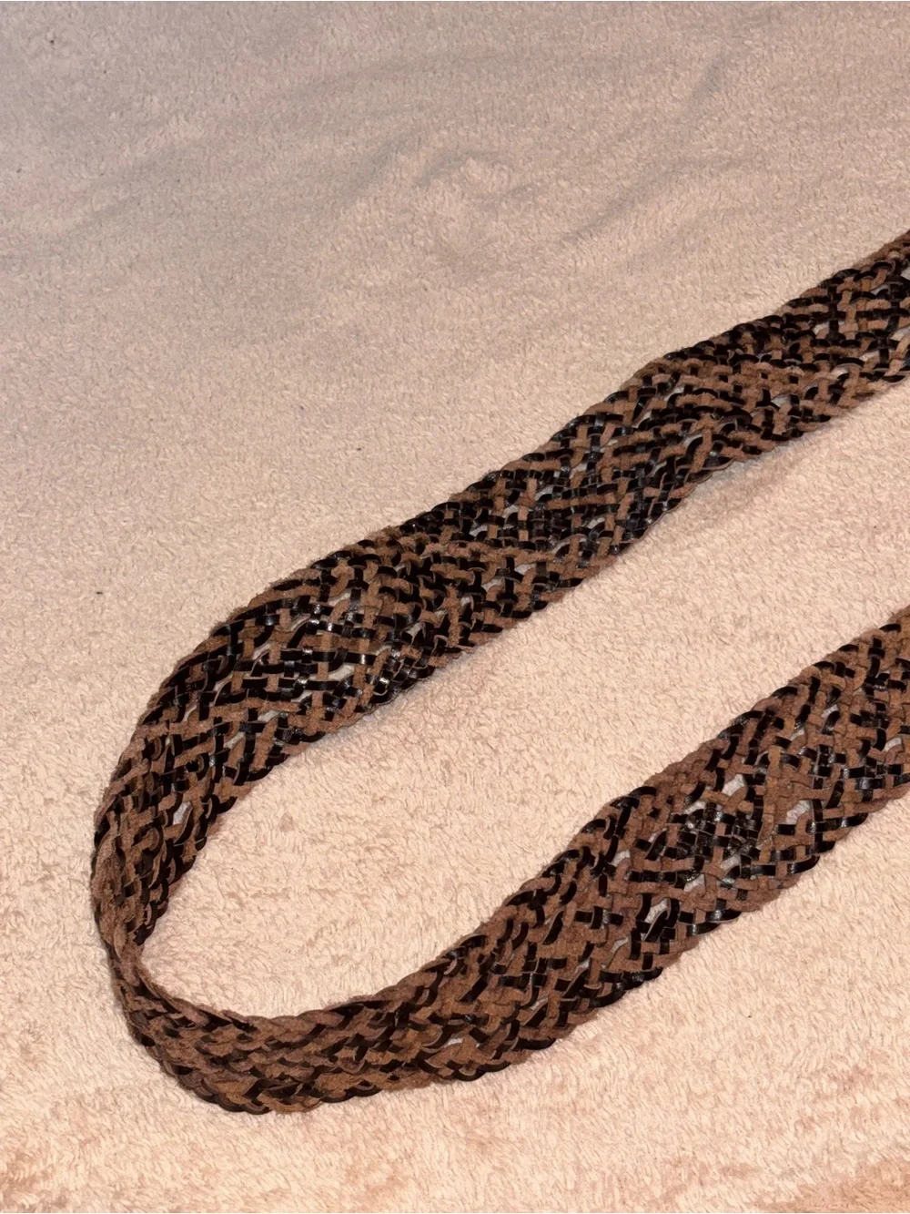 J. Jill Brown Woven Genuine Leather Belt Boho Braided Size S